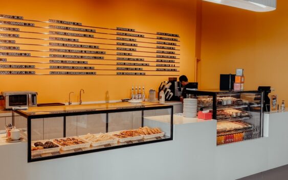clear glass display counter with food display